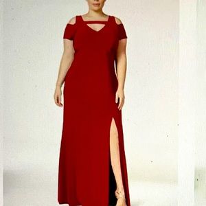 Plus size Cold Shoulder Keyhole Gown (BLACK not red)